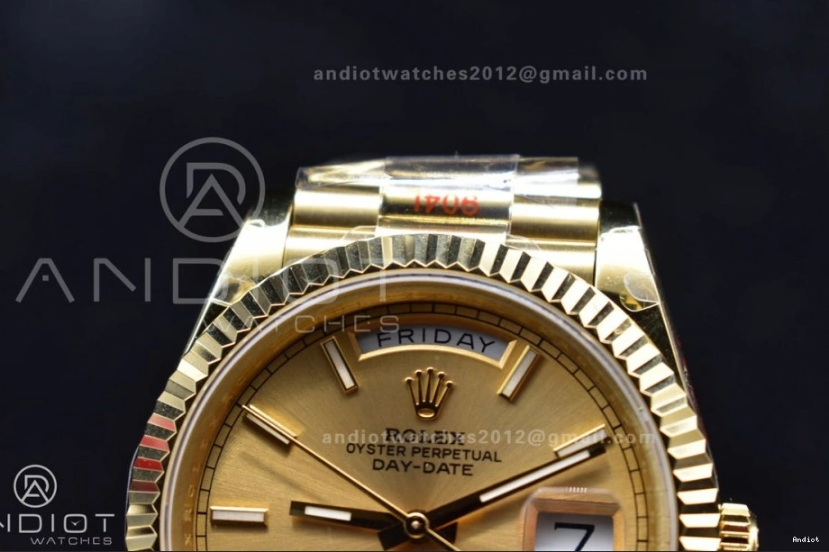 DayDate President 904L Dial JDF Gain 40 YG YG V2 Weight on Bracelet Steel A2836 Stick Markers 0423